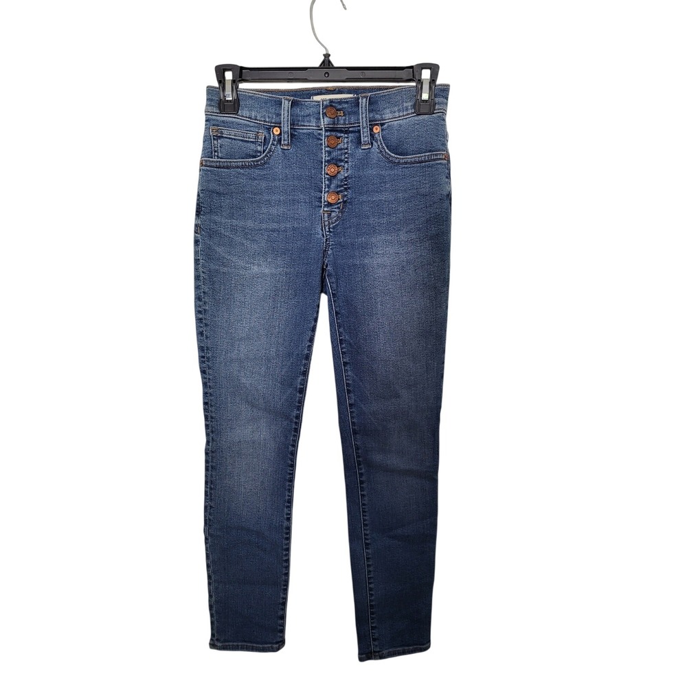 Madewell Skinny Jeans Women 24 Blue High Rise Button Fly Medium Wash Denim